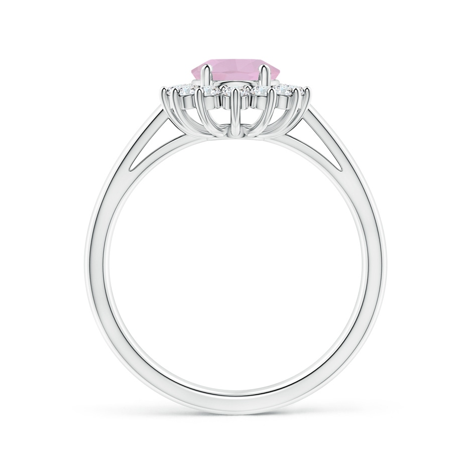 8x6mm AAA Princess Diana Inspired Rose Quartz Ring with Diamond Halo in White Gold side-1