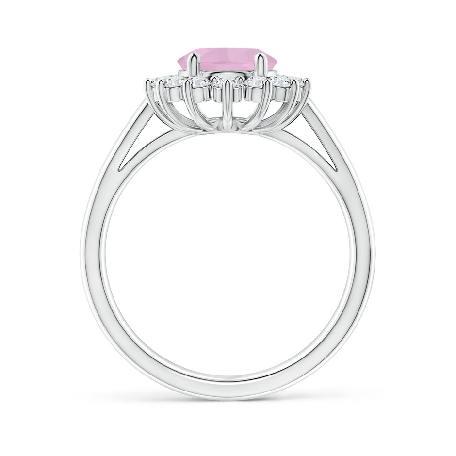 9x7mm AAAA Princess Diana Inspired Rose Quartz Ring with Diamond Halo in P950 Platinum side-1
