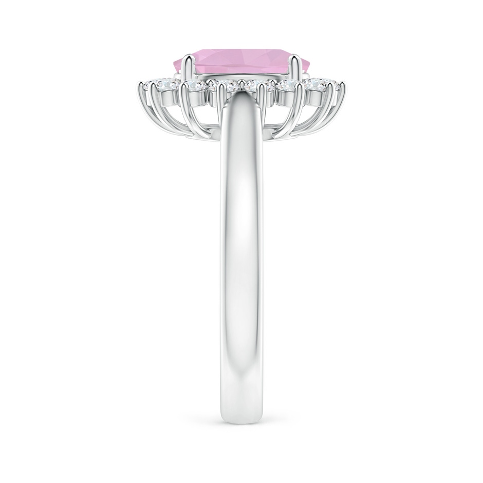 9x7mm AAAA Princess Diana Inspired Rose Quartz Ring with Diamond Halo in P950 Platinum side-2
