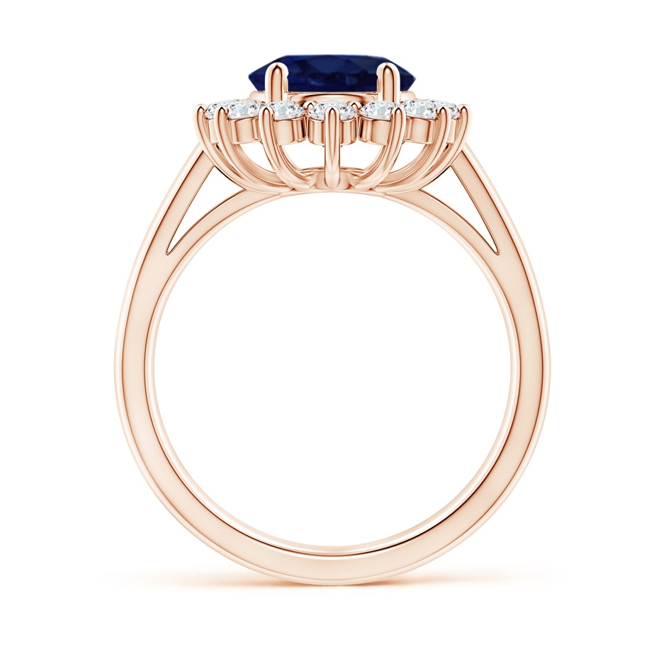 10x8mm A Princess Diana Inspired Blue Sapphire Ring with Diamond Halo in Rose Gold side 199