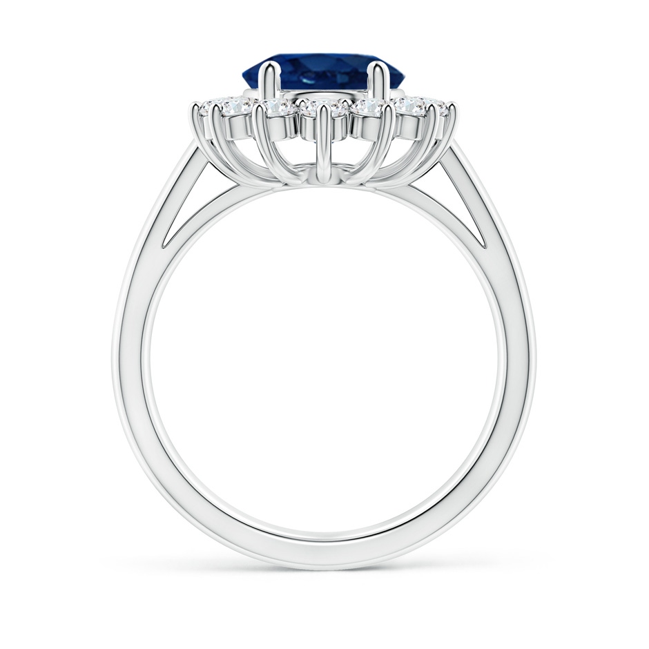 10x8mm AA Princess Diana Inspired Blue Sapphire Ring with Diamond Halo in P950 Platinum side 199