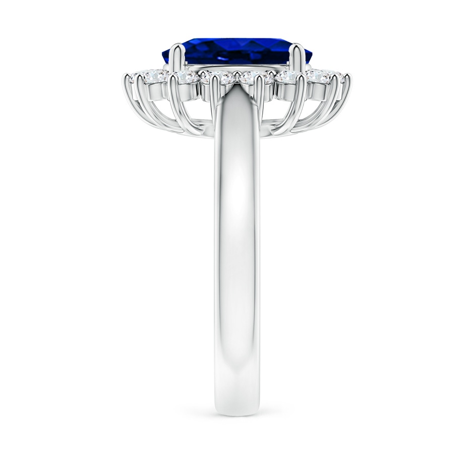 10x8mm Lab-Grown Princess Diana Inspired Blue Sapphire Ring with Diamond Halo in 10K White Gold side 299