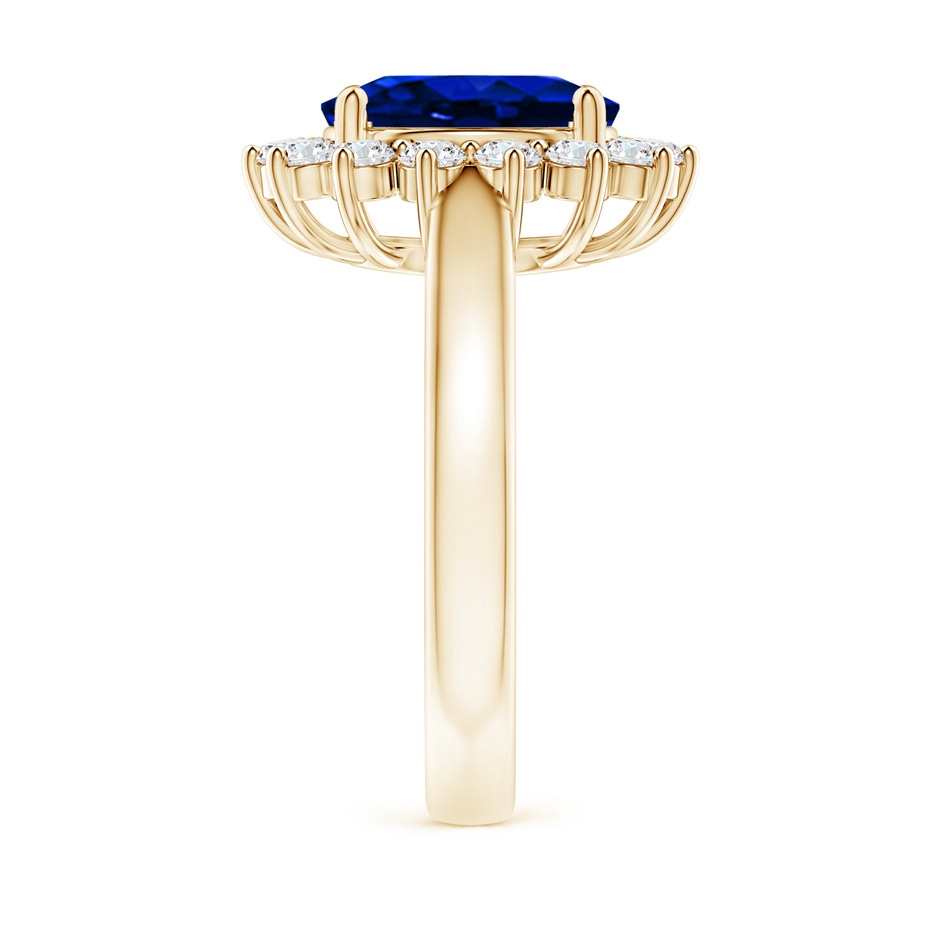 10x8mm Lab-Grown Princess Diana Inspired Blue Sapphire Ring with Diamond Halo in Yellow Gold side 299