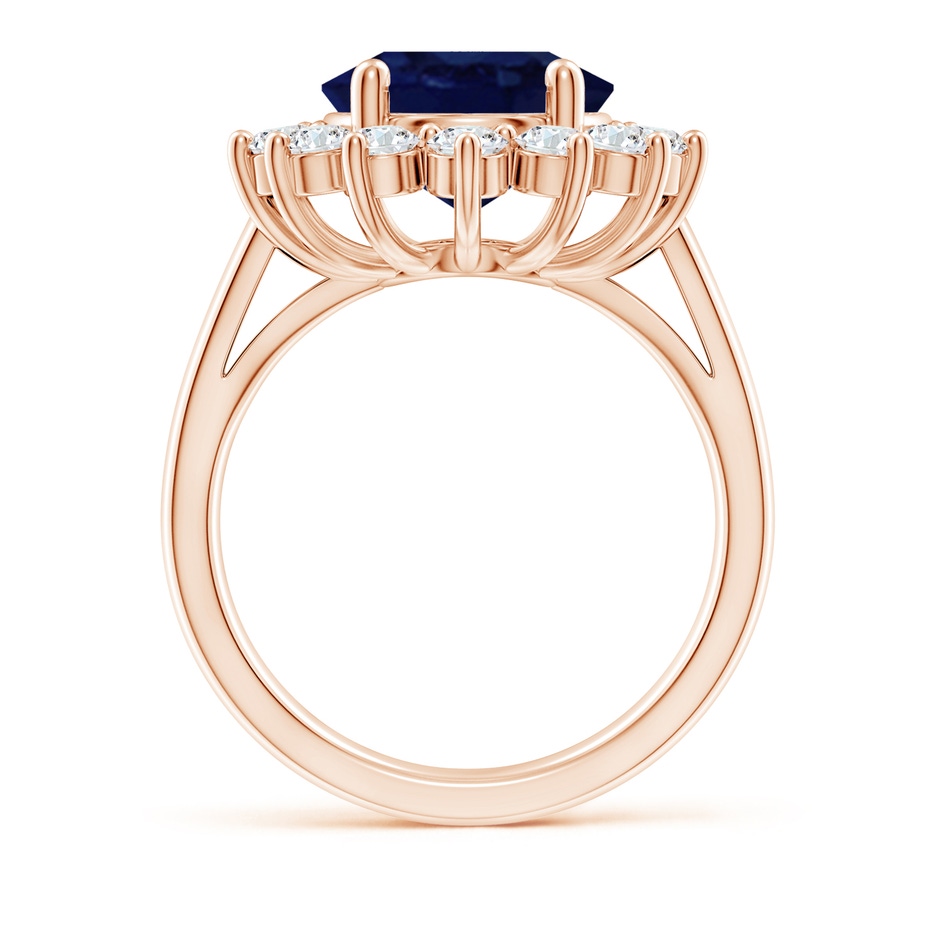12x10mm A Princess Diana Inspired Blue Sapphire Ring with Diamond Halo in Rose Gold side 199