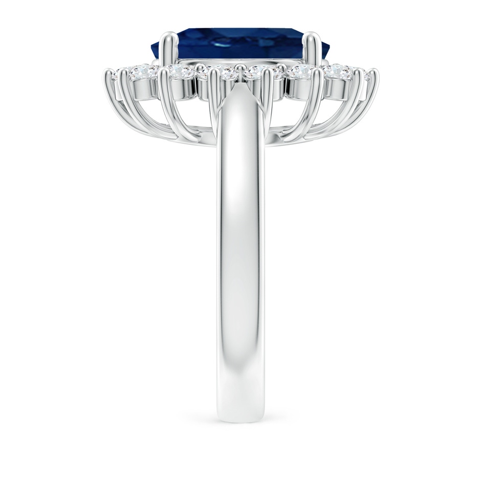 12x10mm AA Princess Diana Inspired Blue Sapphire Ring with Diamond Halo in P950 Platinum side 299