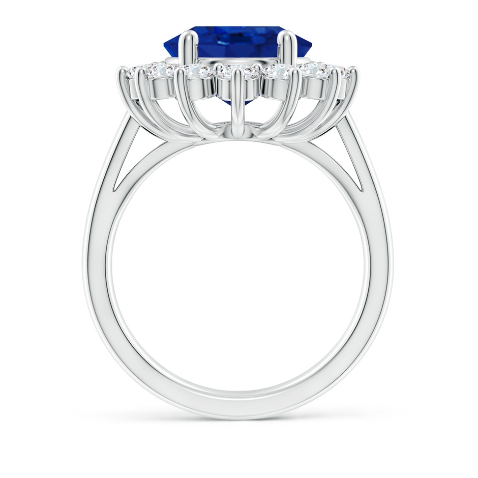 12x10mm AAA Princess Diana Inspired Blue Sapphire Ring with Diamond Halo in White Gold side 199