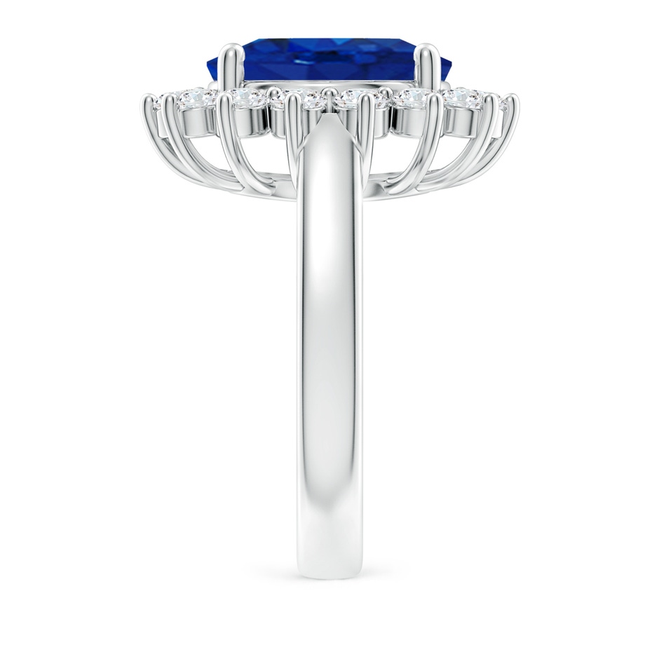 12x10mm AAA Princess Diana Inspired Blue Sapphire Ring with Diamond Halo in White Gold side 299