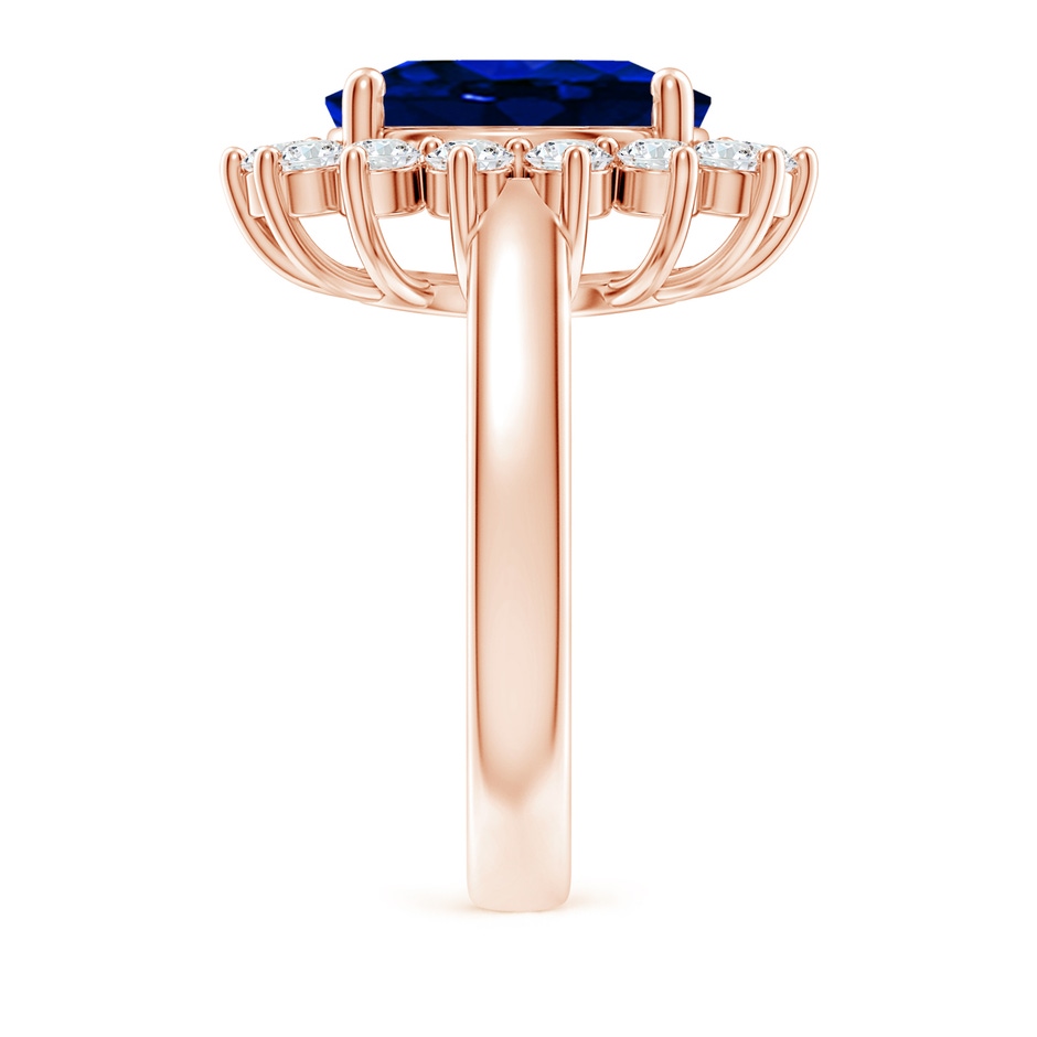 12x10mm Lab-Grown Princess Diana Inspired Blue Sapphire Ring with Diamond Halo in 18K Rose Gold side 299