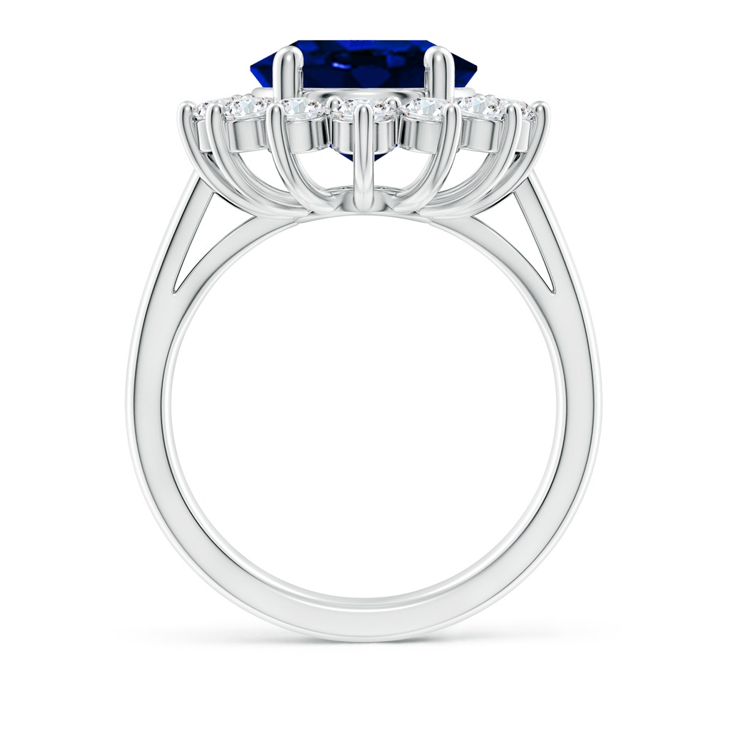 12x10mm Lab-Grown Princess Diana Inspired Blue Sapphire Ring with Diamond Halo in P950 Platinum - side 199