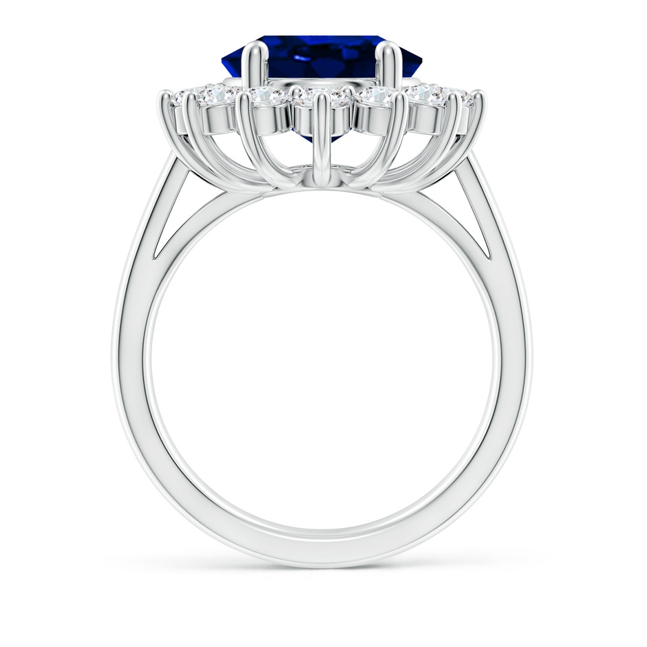 12x10mm Lab-Grown Princess Diana Inspired Blue Sapphire Ring with Diamond Halo in White Gold side 199