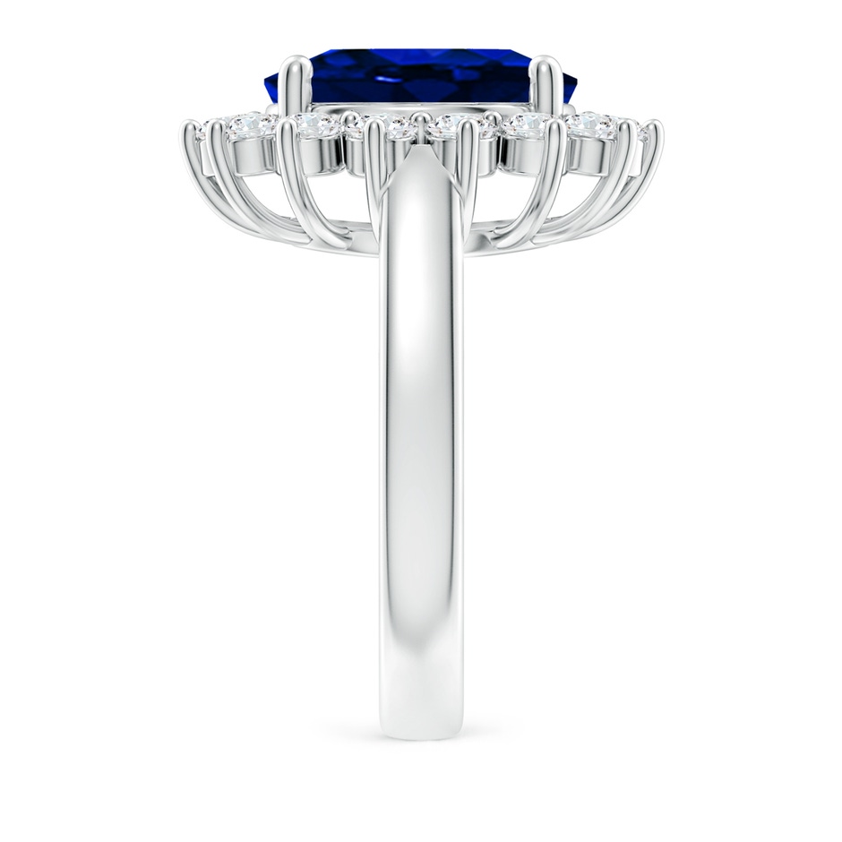 12x10mm Lab-Grown Princess Diana Inspired Blue Sapphire Ring with Diamond Halo in White Gold side 299