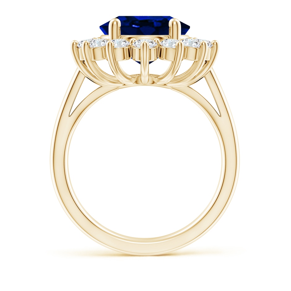 12x10mm Lab-Grown Princess Diana Inspired Blue Sapphire Ring with Diamond Halo in Yellow Gold side 199