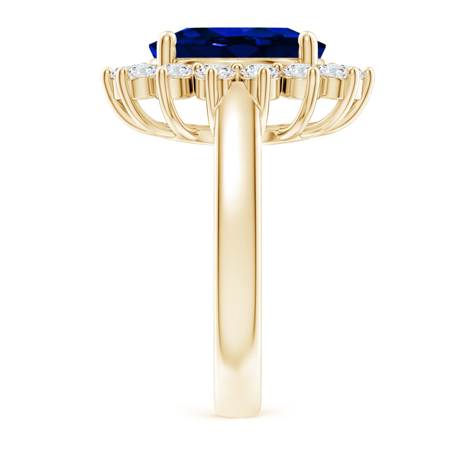 12x10mm Lab-Grown Princess Diana Inspired Blue Sapphire Ring with Diamond Halo in Yellow Gold side 299
