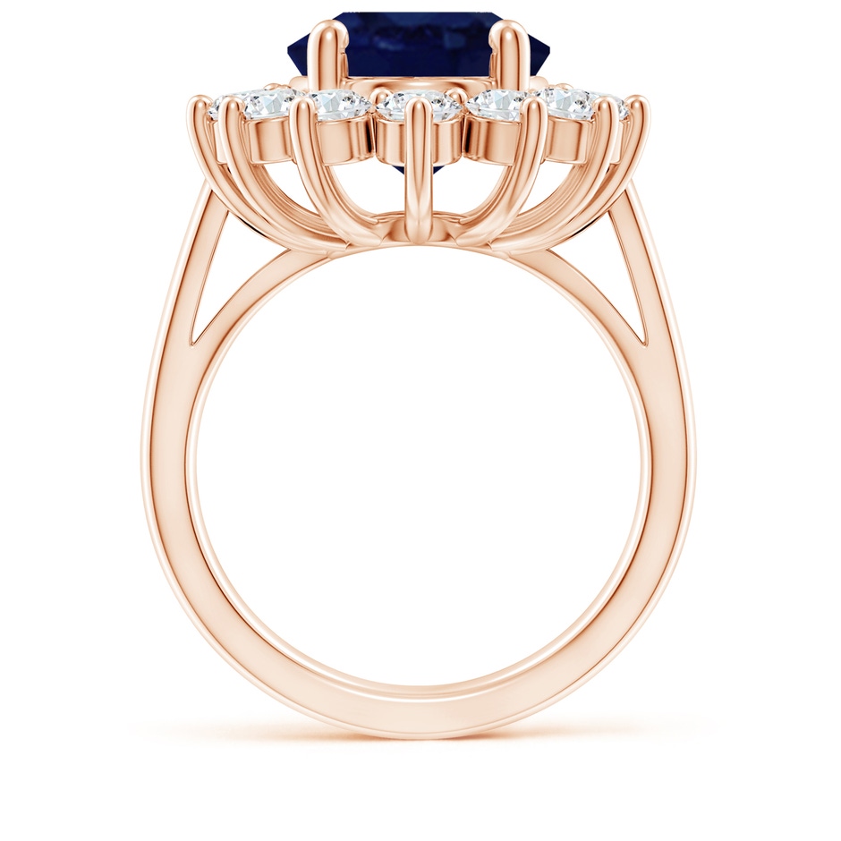 14x10mm A Princess Diana Inspired Blue Sapphire Ring with Diamond Halo in Rose Gold side 199