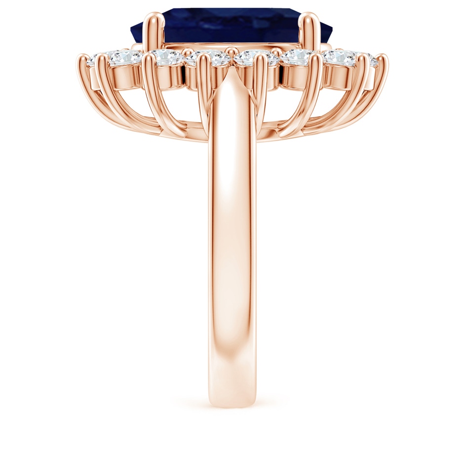 14x10mm A Princess Diana Inspired Blue Sapphire Ring with Diamond Halo in Rose Gold side 299