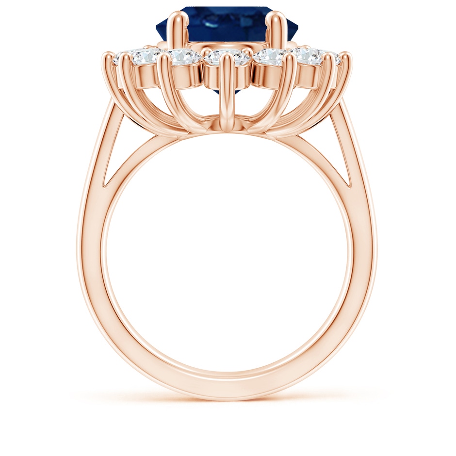 14x10mm AA Princess Diana Inspired Blue Sapphire Ring with Diamond Halo in Rose Gold side 199