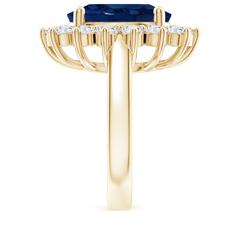 14x10mm AA Princess Diana Inspired Blue Sapphire Ring with Diamond Halo in Yellow Gold side 299