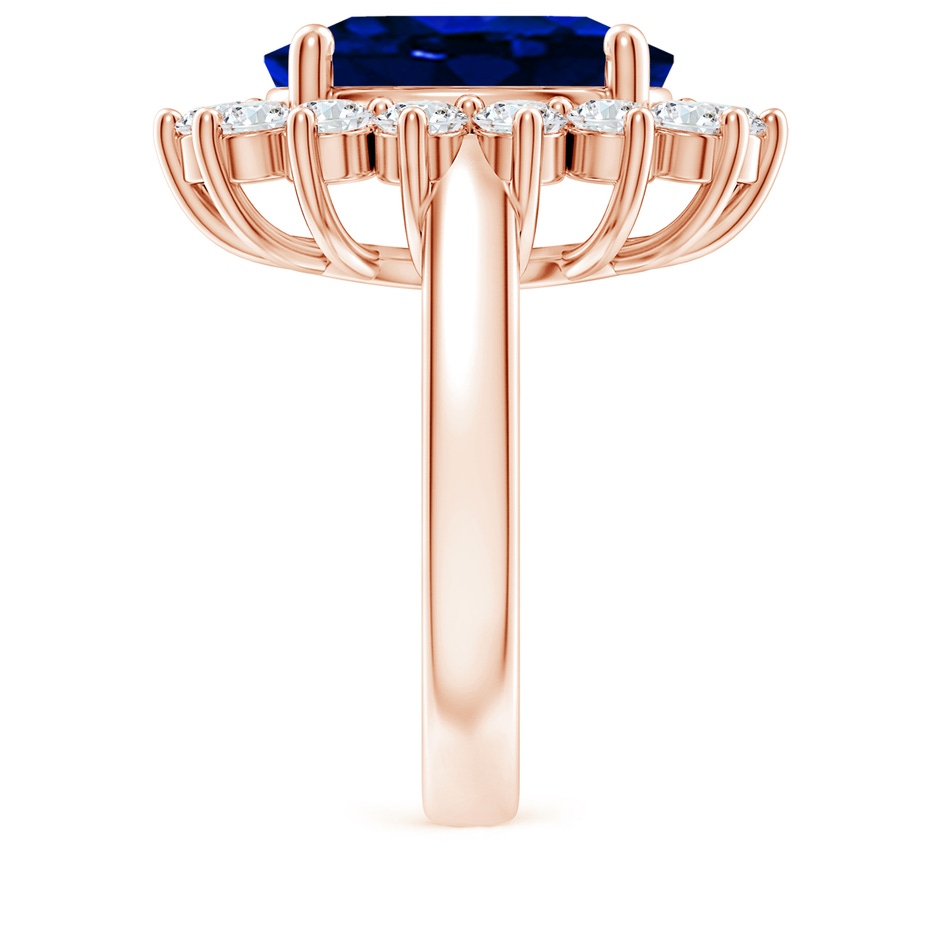 14x10mm Lab-Grown Princess Diana Inspired Blue Sapphire Ring with Diamond Halo in 18K Rose Gold side 299