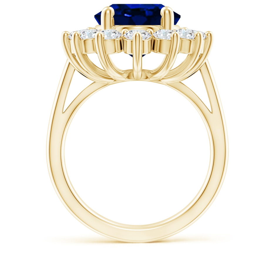 14x10mm Lab-Grown Princess Diana Inspired Blue Sapphire Ring with Diamond Halo in 18K Yellow Gold side 199