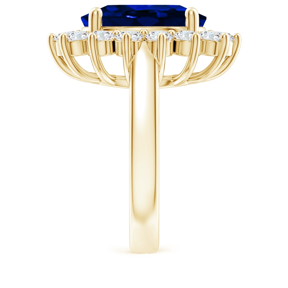 14x10mm Lab-Grown Princess Diana Inspired Blue Sapphire Ring with Diamond Halo in 18K Yellow Gold side 299