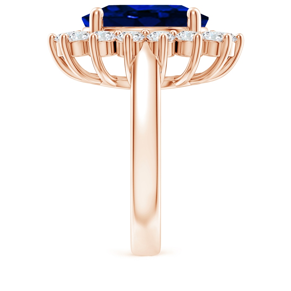 14x10mm Lab-Grown Princess Diana Inspired Blue Sapphire Ring with Diamond Halo in 9K Rose Gold side 299