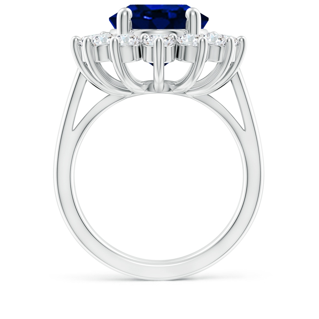 14x10mm Lab-Grown Princess Diana Inspired Blue Sapphire Ring with Diamond Halo in P950 Platinum - side 199