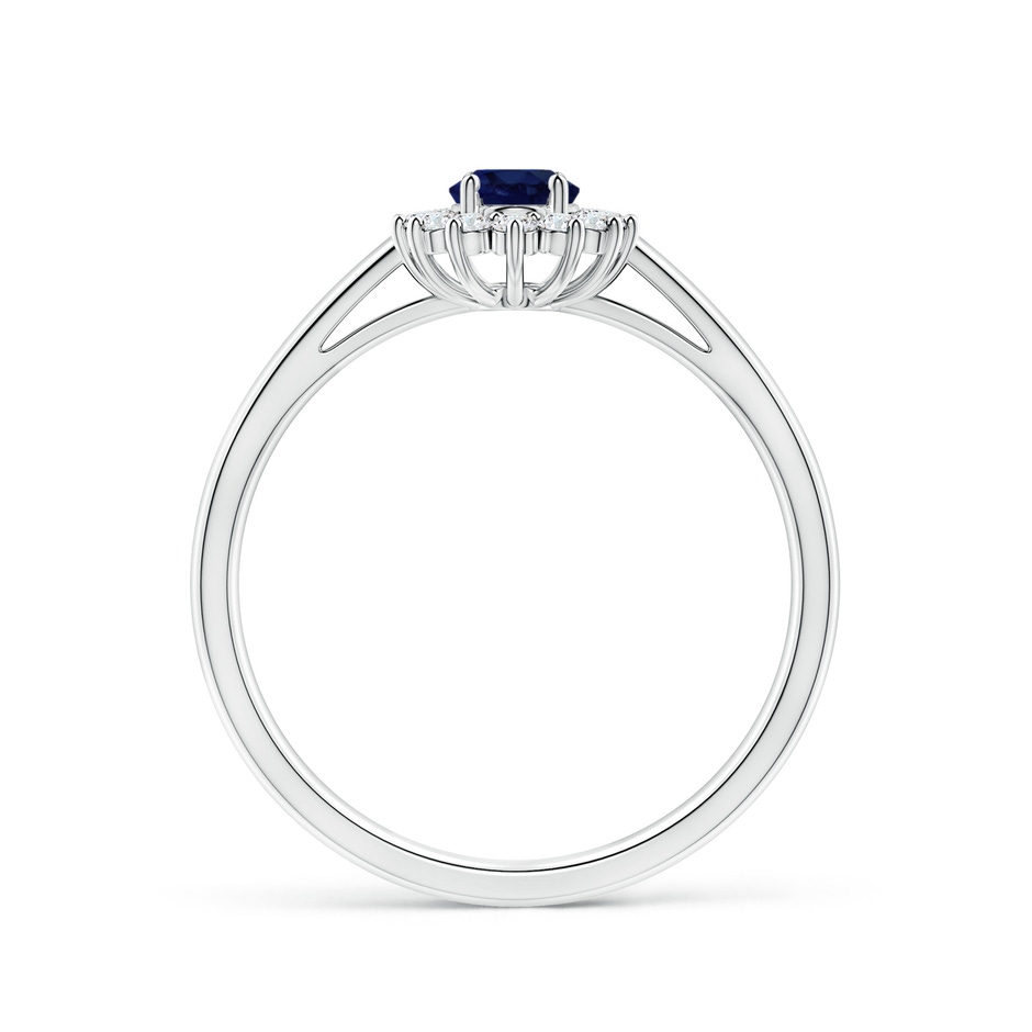 6x4mm A Princess Diana Inspired Blue Sapphire Ring with Diamond Halo in P950 Platinum side 199
