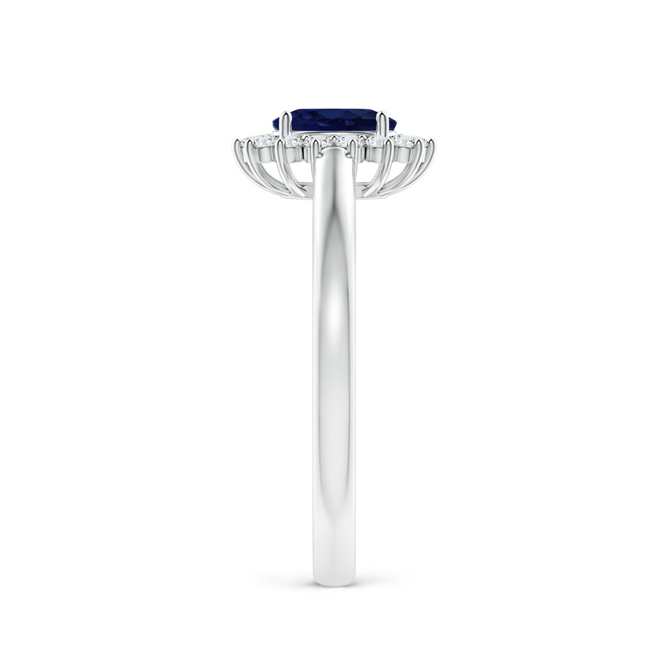 6x4mm A Princess Diana Inspired Blue Sapphire Ring with Diamond Halo in White Gold side 299