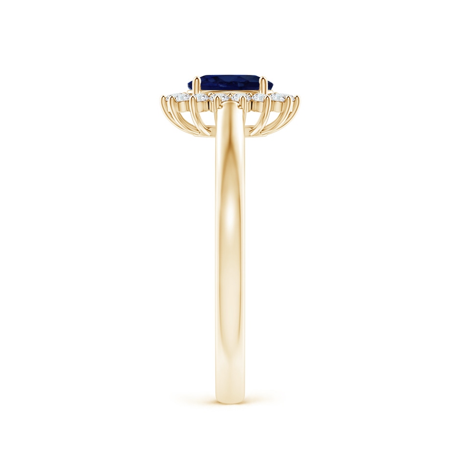6x4mm A Princess Diana Inspired Blue Sapphire Ring with Diamond Halo in Yellow Gold side 299