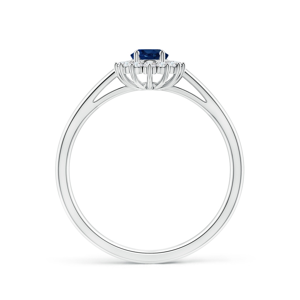 6x4mm AA Princess Diana Inspired Blue Sapphire Ring with Diamond Halo in 9K White Gold Side 199