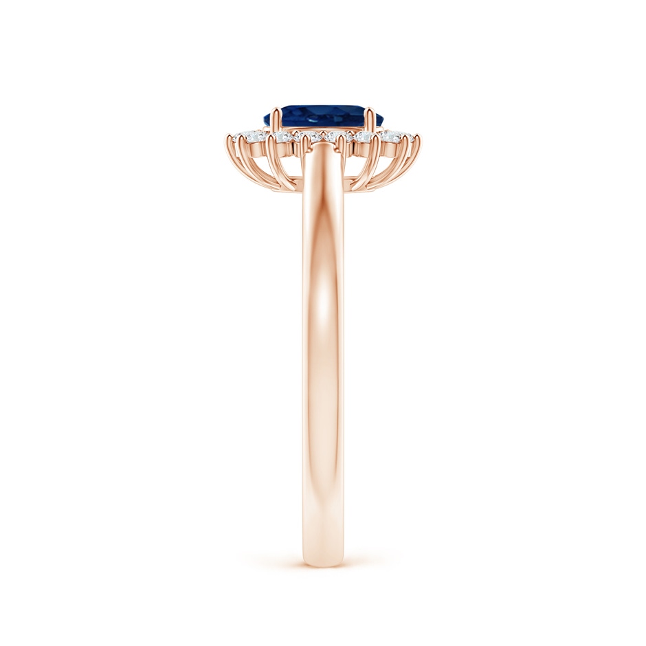 6x4mm AA Princess Diana Inspired Blue Sapphire Ring with Diamond Halo in Rose Gold side 299