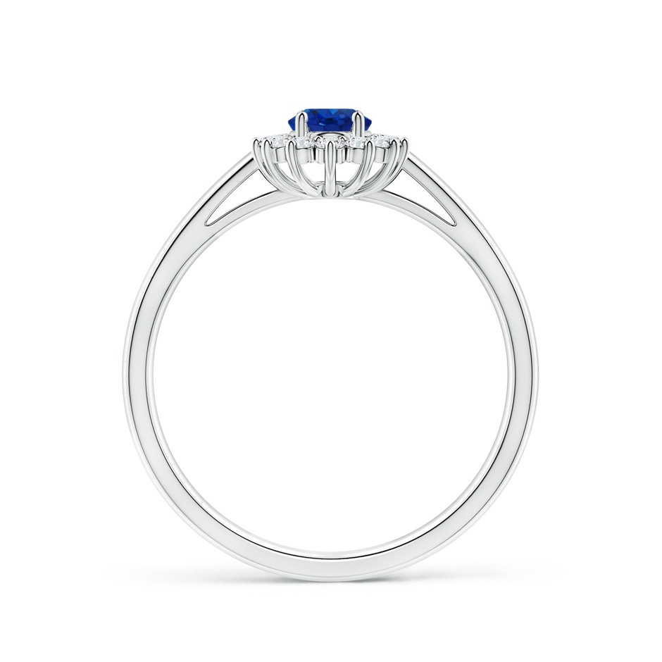 6x4mm AAA Princess Diana Inspired Blue Sapphire Ring with Diamond Halo in P950 Platinum side 199