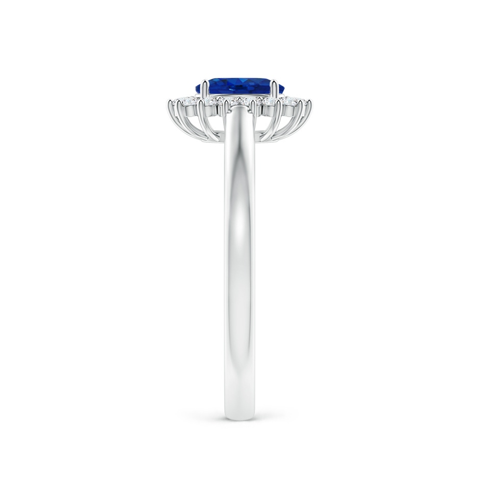 6x4mm AAA Princess Diana Inspired Blue Sapphire Ring with Diamond Halo in White Gold side 299
