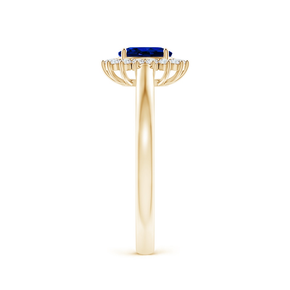 6x4mm Lab-Grown Princess Diana Inspired Blue Sapphire Ring with Diamond Halo in 9K Yellow Gold side 299