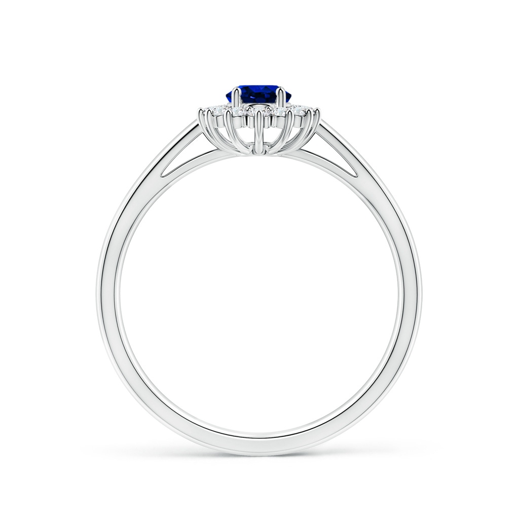 6x4mm Lab-Grown Princess Diana Inspired Blue Sapphire Ring with Diamond Halo in P950 Platinum - side 199