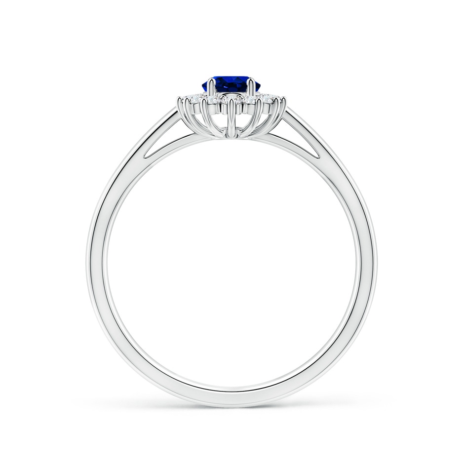 6x4mm Lab-Grown Princess Diana Inspired Blue Sapphire Ring with Diamond Halo in White Gold side 199