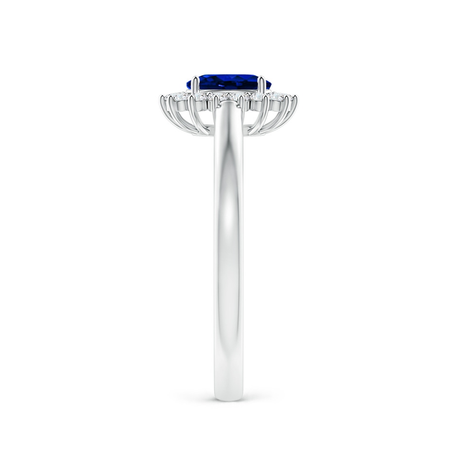 6x4mm Lab-Grown Princess Diana Inspired Blue Sapphire Ring with Diamond Halo in White Gold side 299