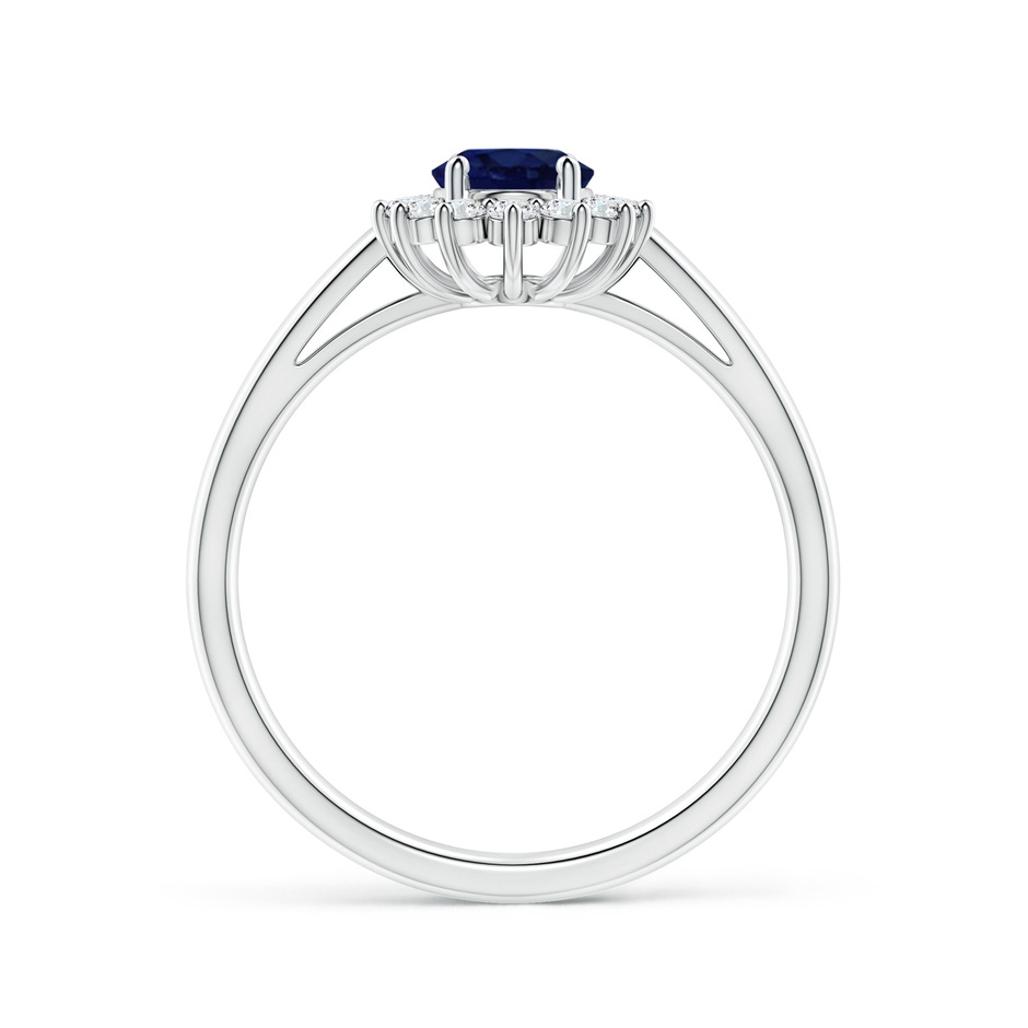7x5mm A Princess Diana Inspired Blue Sapphire Ring with Diamond Halo in White Gold side 199