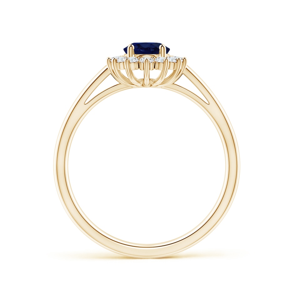 7x5mm A Princess Diana Inspired Blue Sapphire Ring with Diamond Halo in Yellow Gold side 199