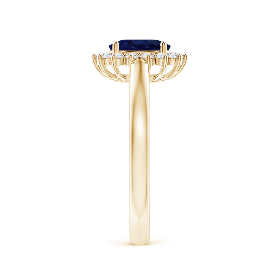 7x5mm A Princess Diana Inspired Blue Sapphire Ring with Diamond Halo in Yellow Gold side 299