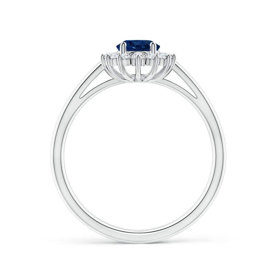 7x5mm AA Princess Diana Inspired Blue Sapphire Ring with Diamond Halo in White Gold side 199