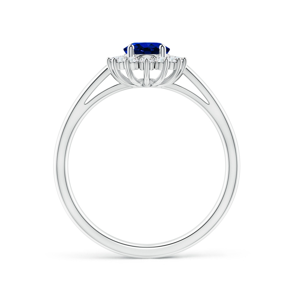 7x5mm AAAA Princess Diana Inspired Blue Sapphire Ring with Diamond Halo in P950 Platinum Side 199