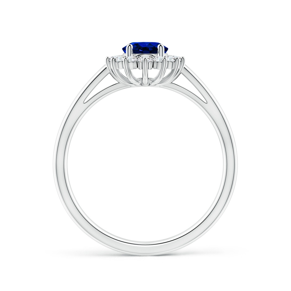 7x5mm Lab-Grown Princess Diana Inspired Blue Sapphire Ring with Diamond Halo in P950 Platinum side 199