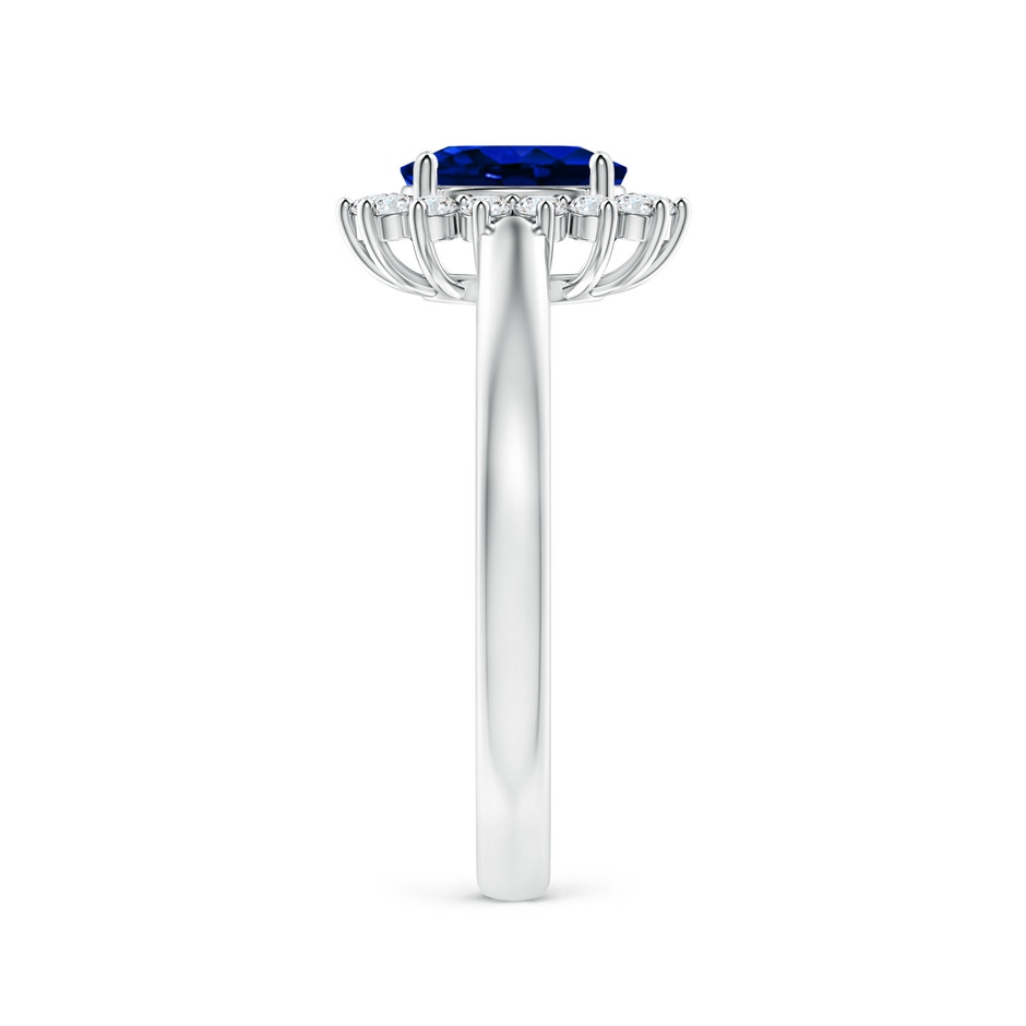7x5mm Lab-Grown Princess Diana Inspired Blue Sapphire Ring with Diamond Halo in P950 Platinum side 299