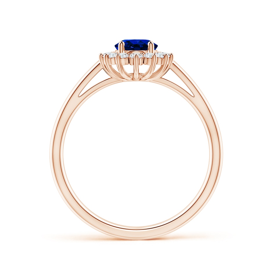 7x5mm AAAA Princess Diana Inspired Blue Sapphire Ring with Diamond Halo in Rose Gold side 199