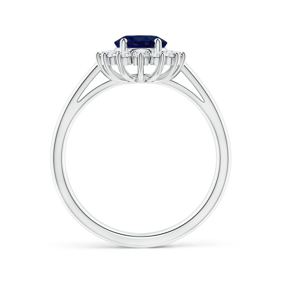 8x6mm A Princess Diana Inspired Blue Sapphire Ring with Diamond Halo in White Gold side 199