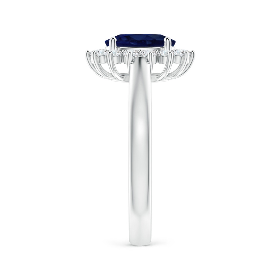 8x6mm A Princess Diana Inspired Blue Sapphire Ring with Diamond Halo in White Gold side 299