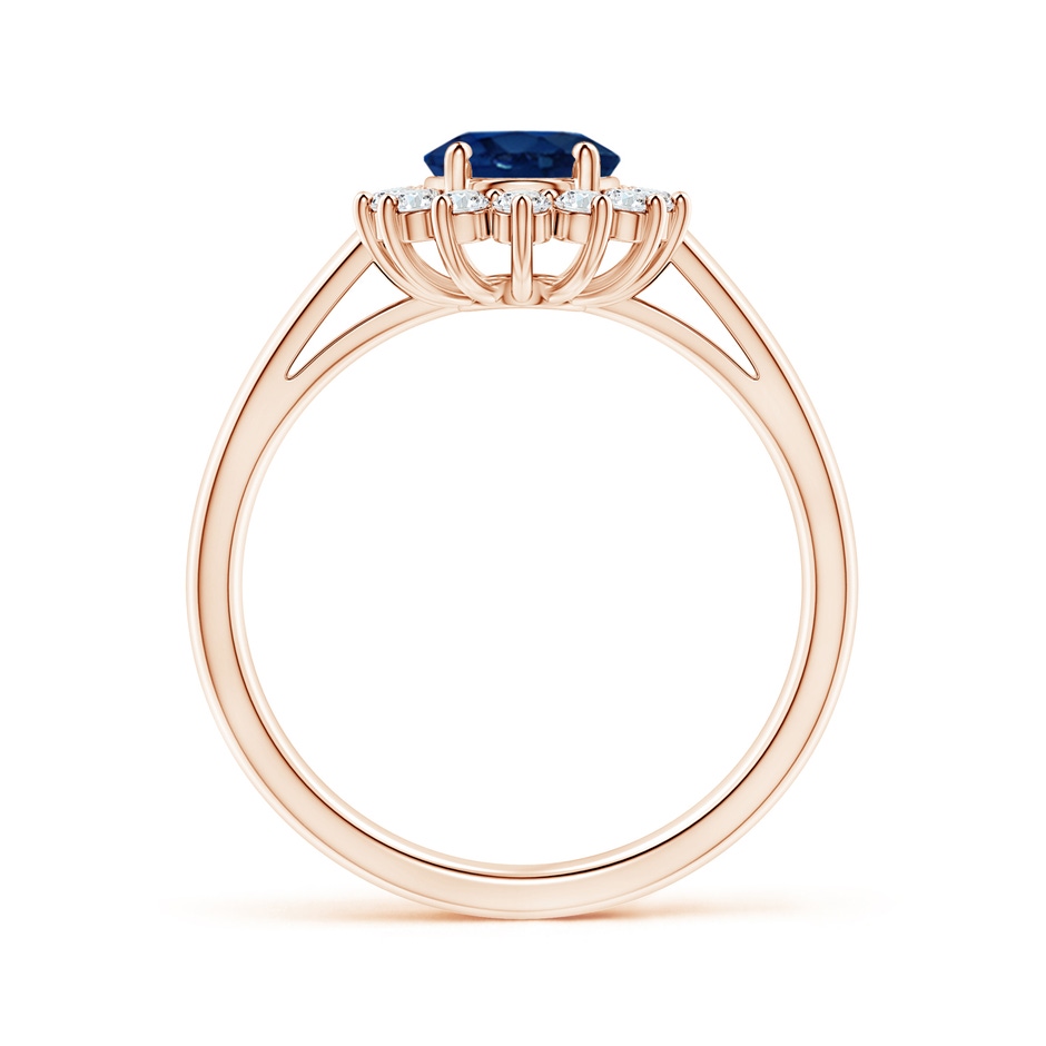 8x6mm AA Princess Diana Inspired Blue Sapphire Ring with Diamond Halo in Rose Gold side 199