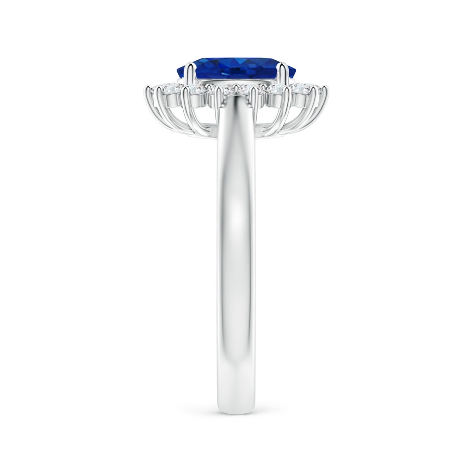 8x6mm AAA Princess Diana Inspired Blue Sapphire Ring with Diamond Halo in P950 Platinum side 299