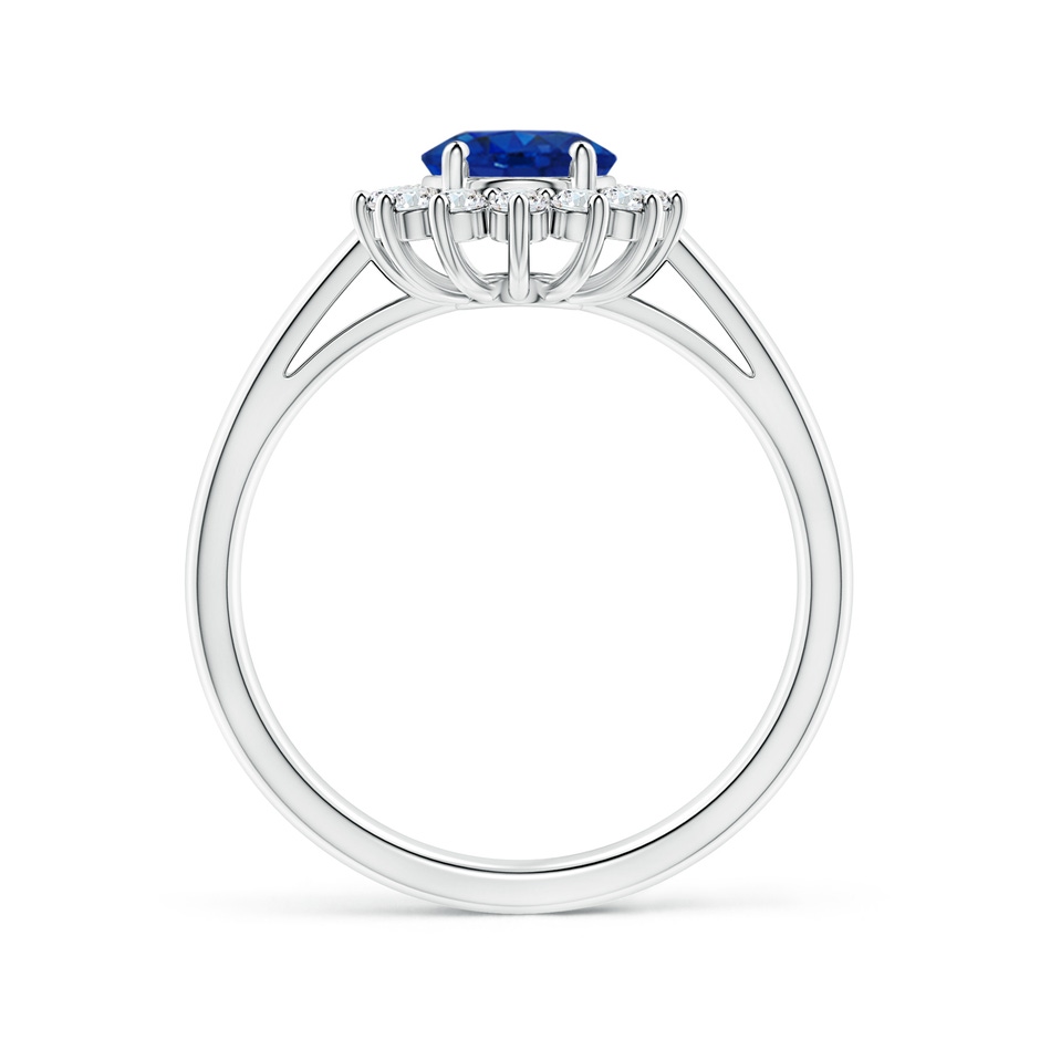 8x6mm AAA Princess Diana Inspired Blue Sapphire Ring with Diamond Halo in White Gold side 199